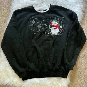 Vintage 90's Morning Sun Snowman Sparkle Snowflake Sweatshirt Large